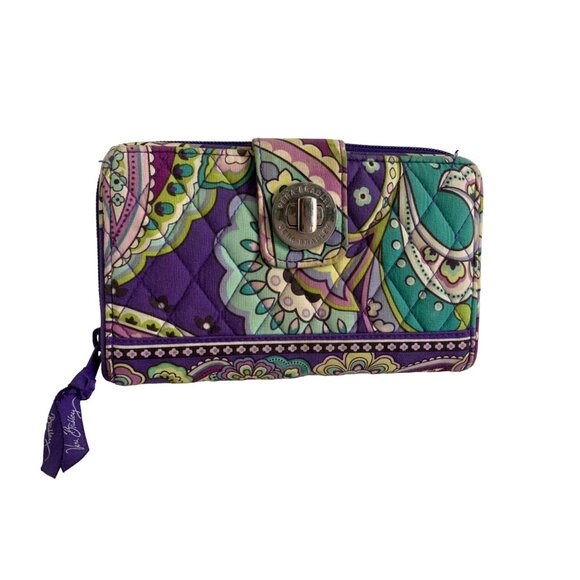 Vera Bradley Heather Pattern Turnlock Lightweight Wallet - Picture 1 of 14